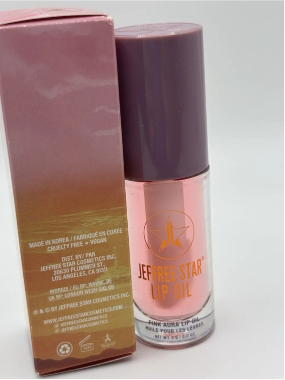 Jeffree Star Pink Aura Lip Oil 0.17 oz 5g Raspberry Flavored New in Box